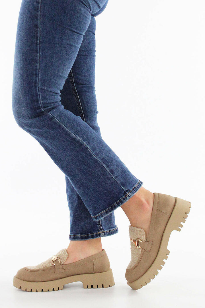 Mocassini taupe platform 1-24723-41.