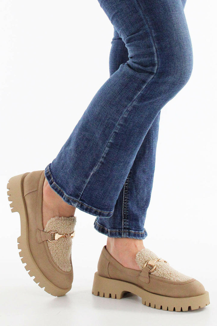 Mocassini taupe platform 1-24723-41.