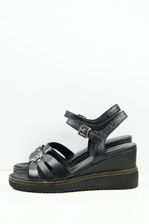 SANDALI NERI CON ZEPPA 1-28010-42