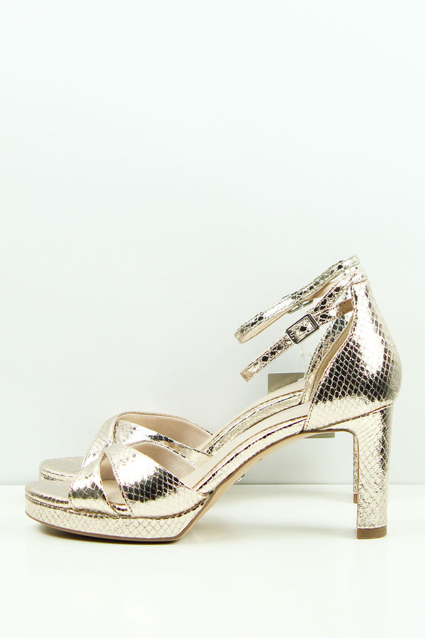 SANDALI ORO CHIARO CON TACCO 1-28378-42