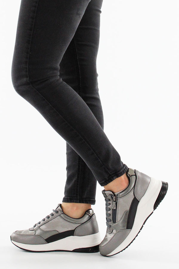 Sneakers grigie con zeppa 43124.