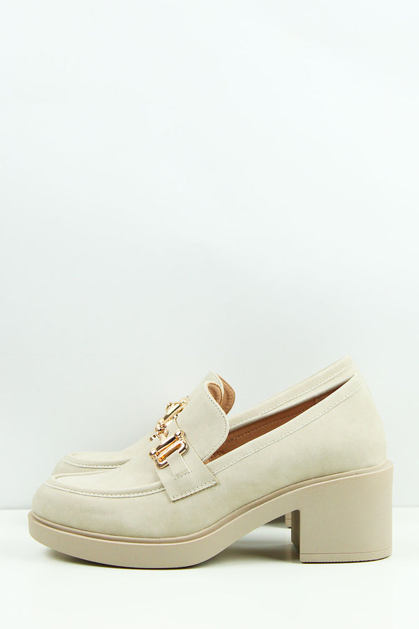 MOCASSINI BEIGE CON TACCO X30-105